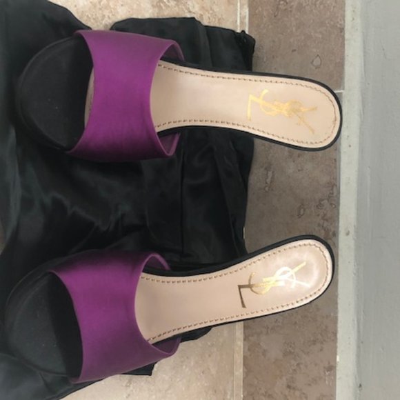 YSL Lola Satin Evening Sandals Mules/Slides - Picture 7 of 7